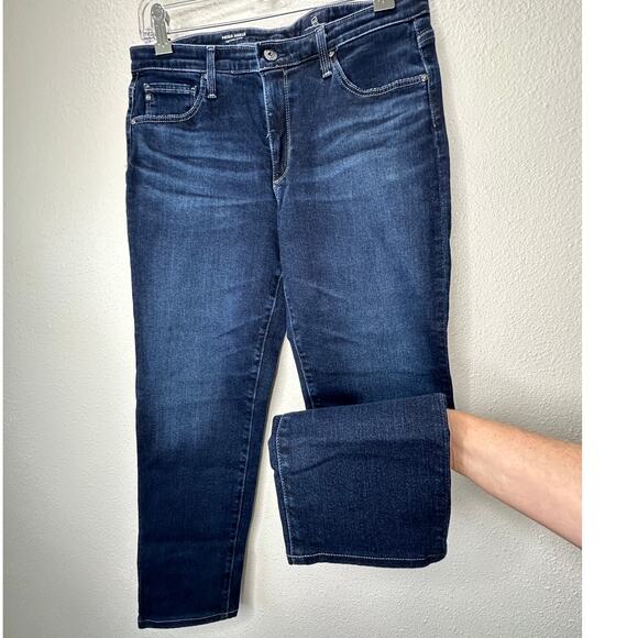 AG Dark Wash Whiskered Prima Ankle Cigarette Ankle Jeans 30 - Picture 1 of 11